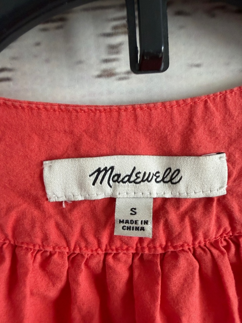 Madewell Coral Eyelet Cotton Blouse with Square Neckline - Picture 2 of 5